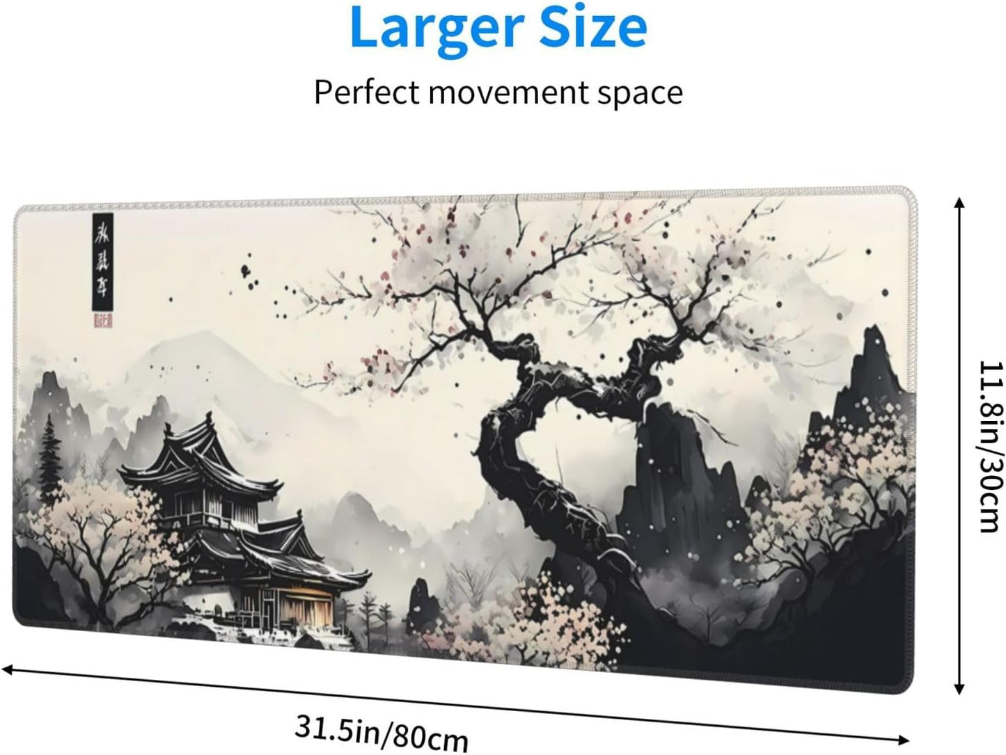 Japanese Mouse Pad, Large Japanese Desk Mat, XL Anime Gaming Keyboard Mat, Non-S