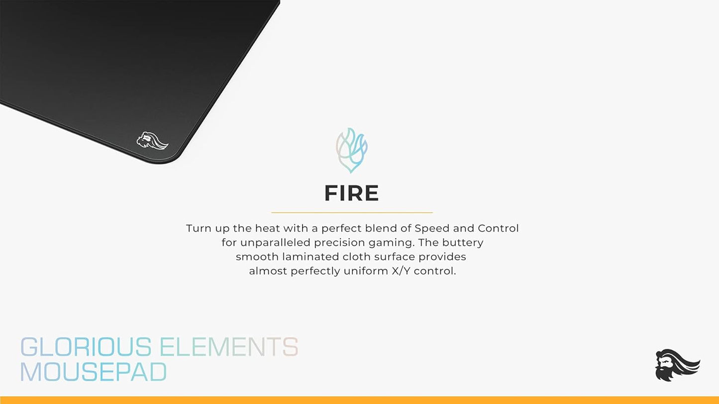 Elements Gaming Mousepad - Extra Large Mouse Pad XL - Foam Core Hybrid Cloth - Gaming Desk Pad 15"X17" (FIRE)
