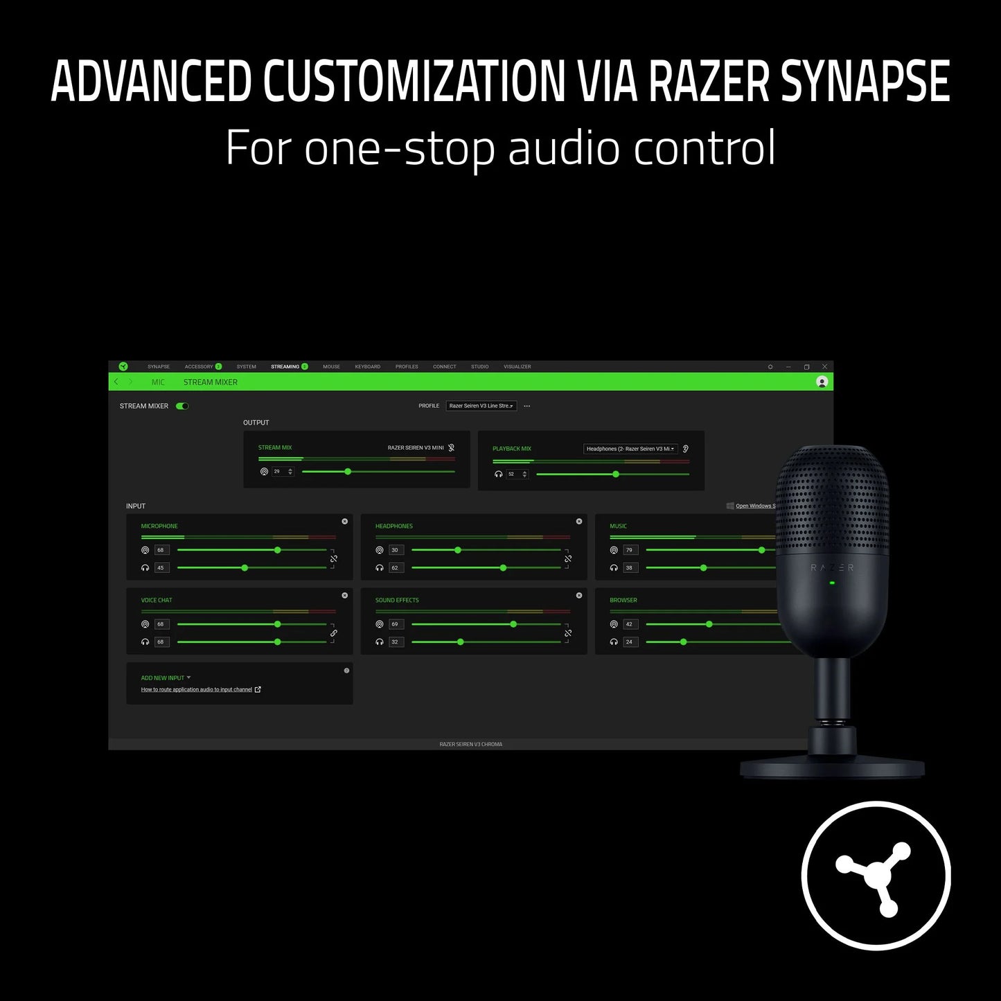 Seiren V3 Mini USB Condenser Microphone, Black