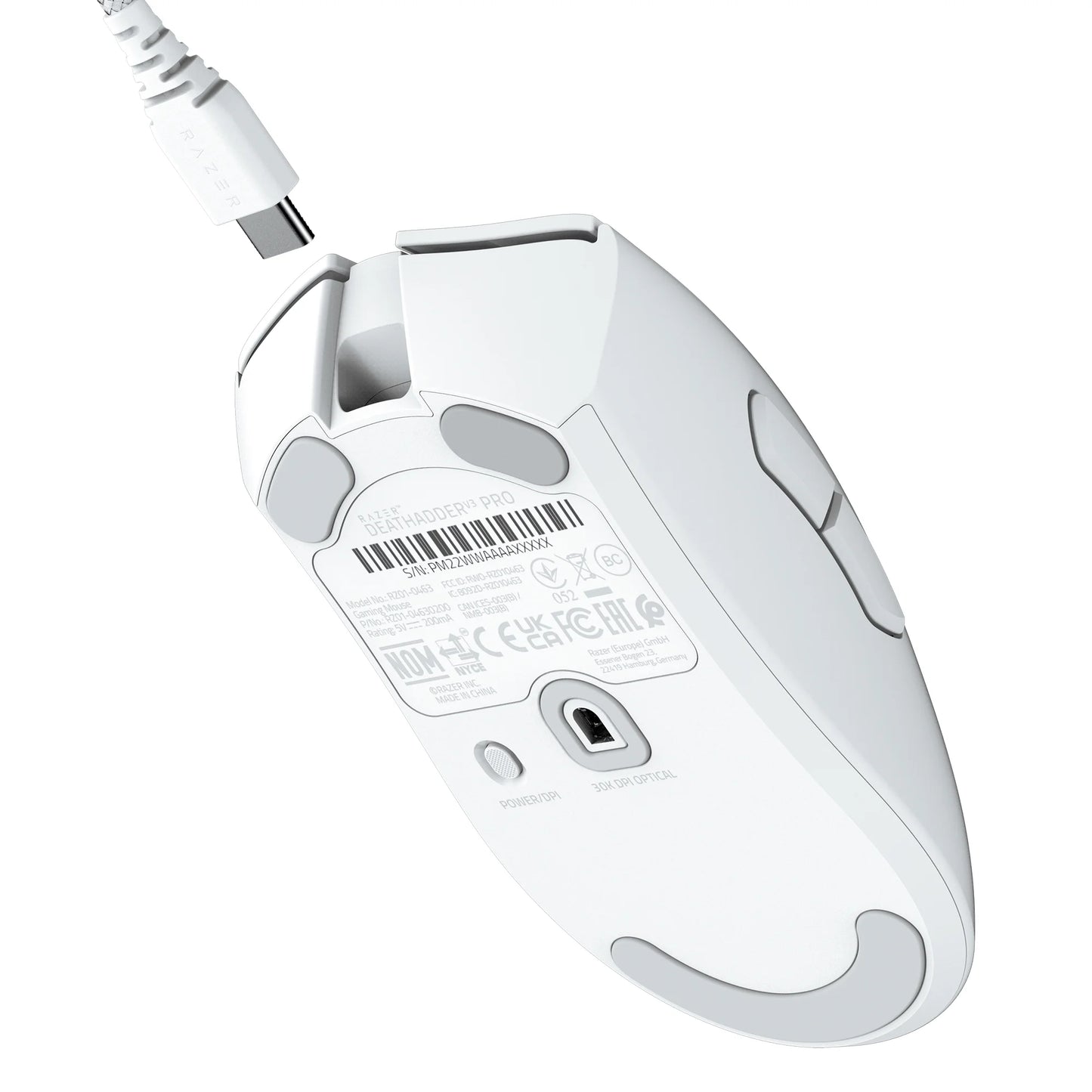 Deathadder V3 Pro Wireless Esports Gaming Mouse, 64G, 5 Buttons, 2.4Ghz, Bluetooth, White