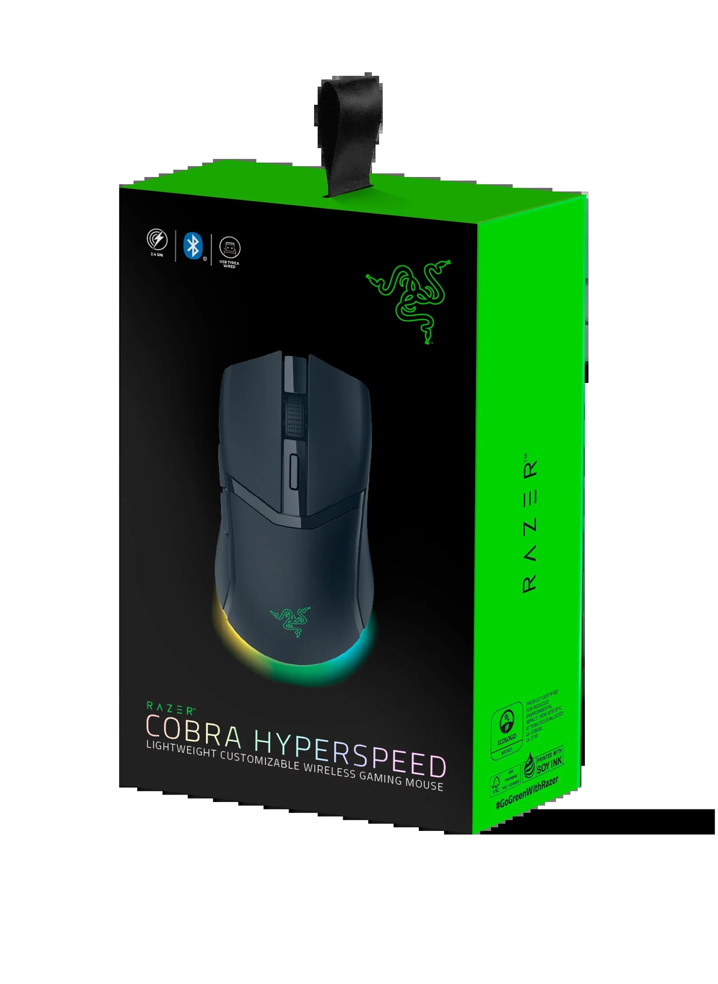 Cobra Hyperspeed - Lightweight Customizable Wireless PC Gaming Mouse, 2.4Ghz, Bluetooth, 62G, Black