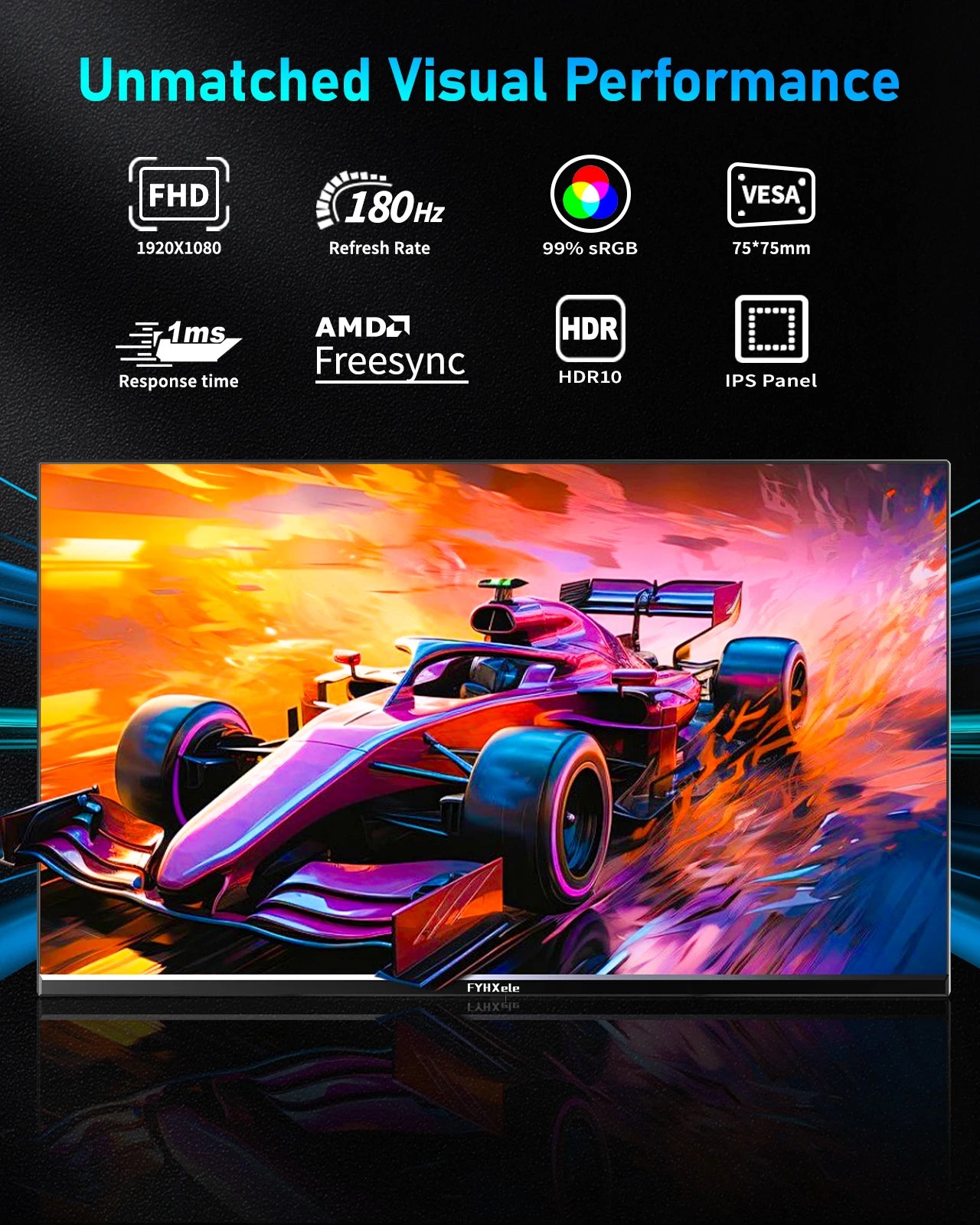 24Inch 180Hz Gaming Monitor 1K FHD Computer Display 1Ms Response Time Eye Care Screen LCD Support HDR G-Sync VESA