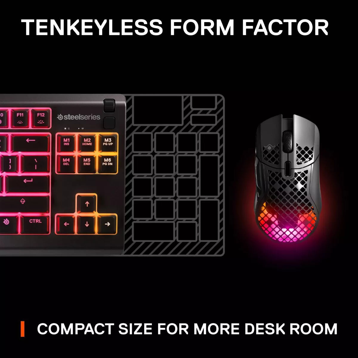 Steelseries Apex 3 TKL Wired Gaming Keyboard for PC: RGB Lighting, Water-Resistant, Compact