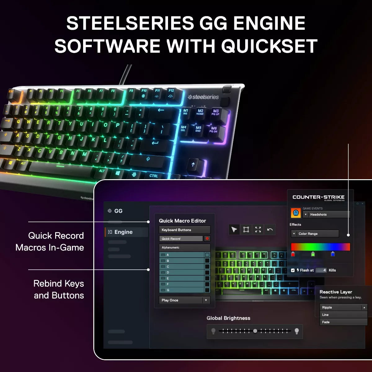 Steelseries Apex 3 TKL Wired Gaming Keyboard for PC: RGB Lighting, Water-Resistant, Compact