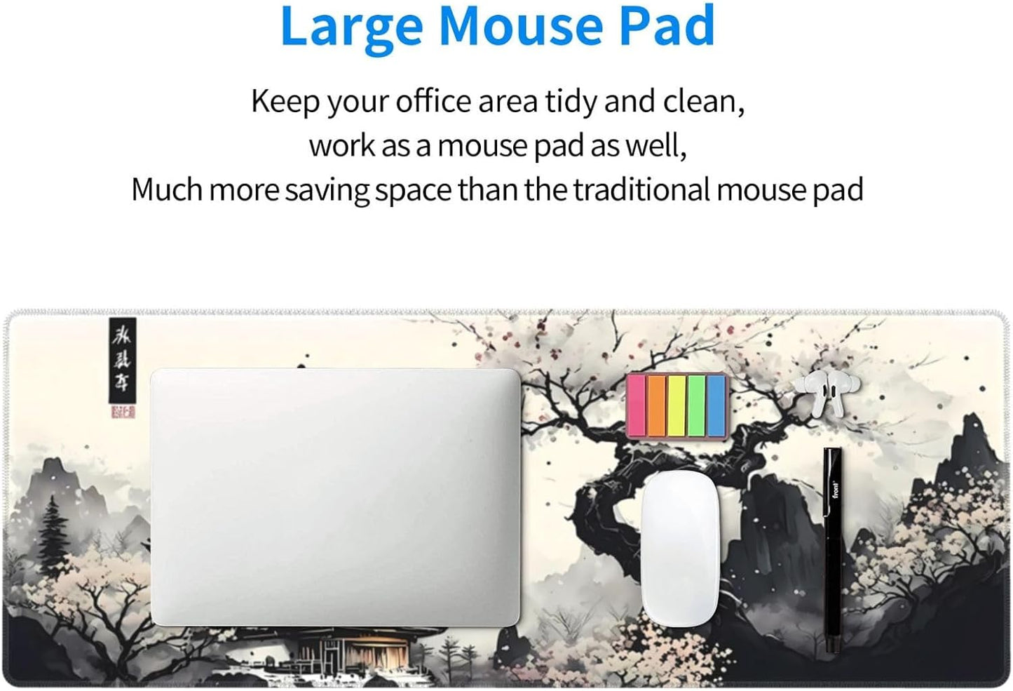 Japanese Mouse Pad, Large Japanese Desk Mat, XL Anime Gaming Keyboard Mat, Non-S