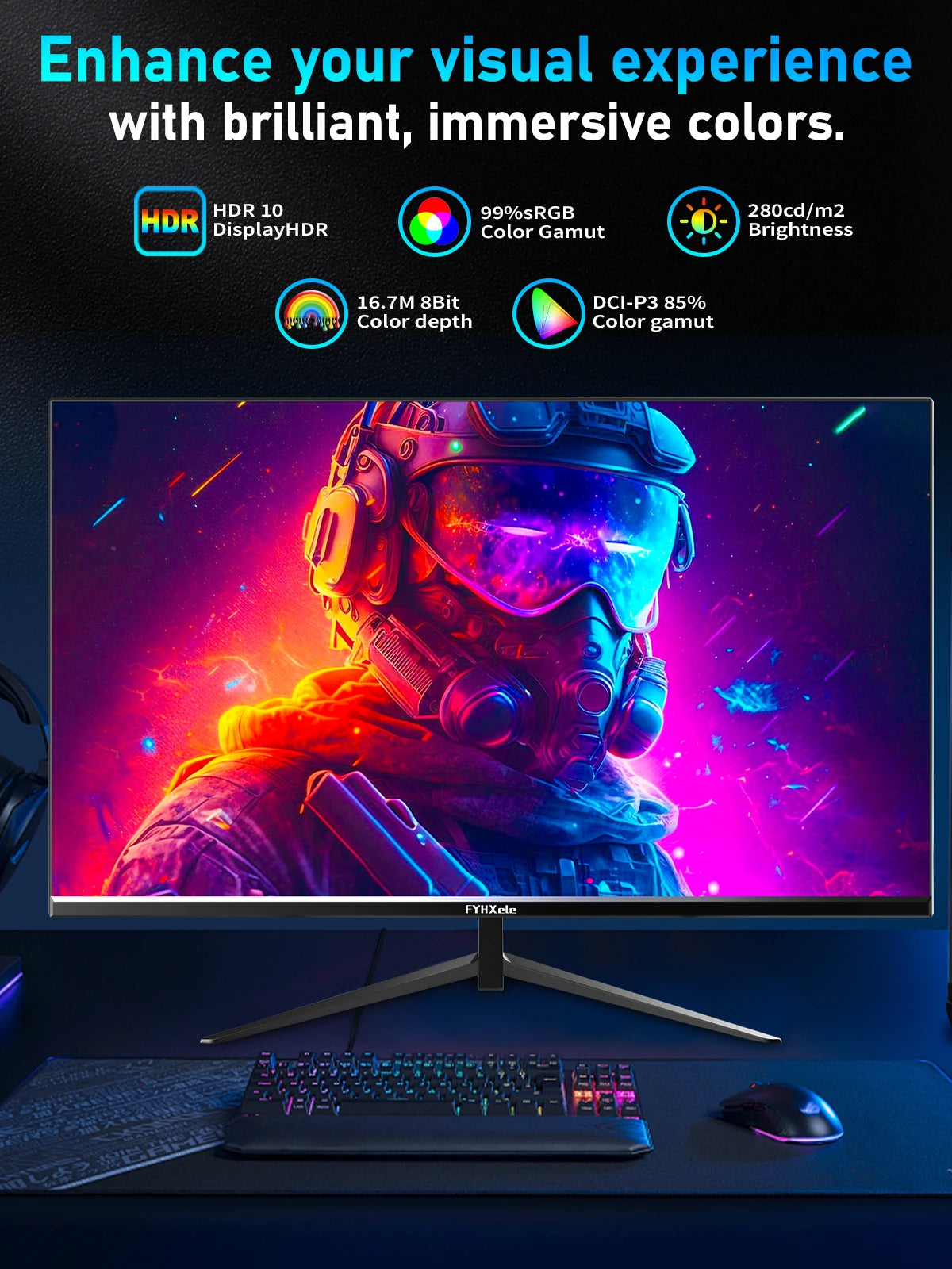 24Inch 180Hz Gaming Monitor 1K FHD Computer Display 1Ms Response Time Eye Care Screen LCD Support HDR G-Sync VESA