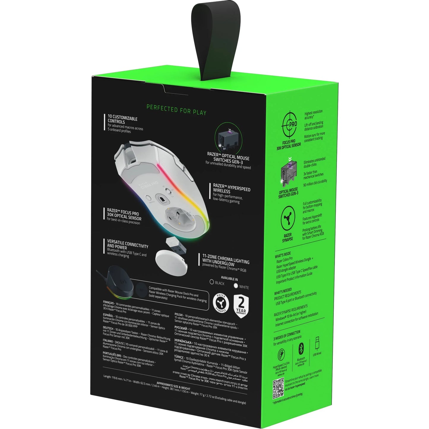 Cobra Pro Optical Bluetooth Wireless Gaming Mouse, White