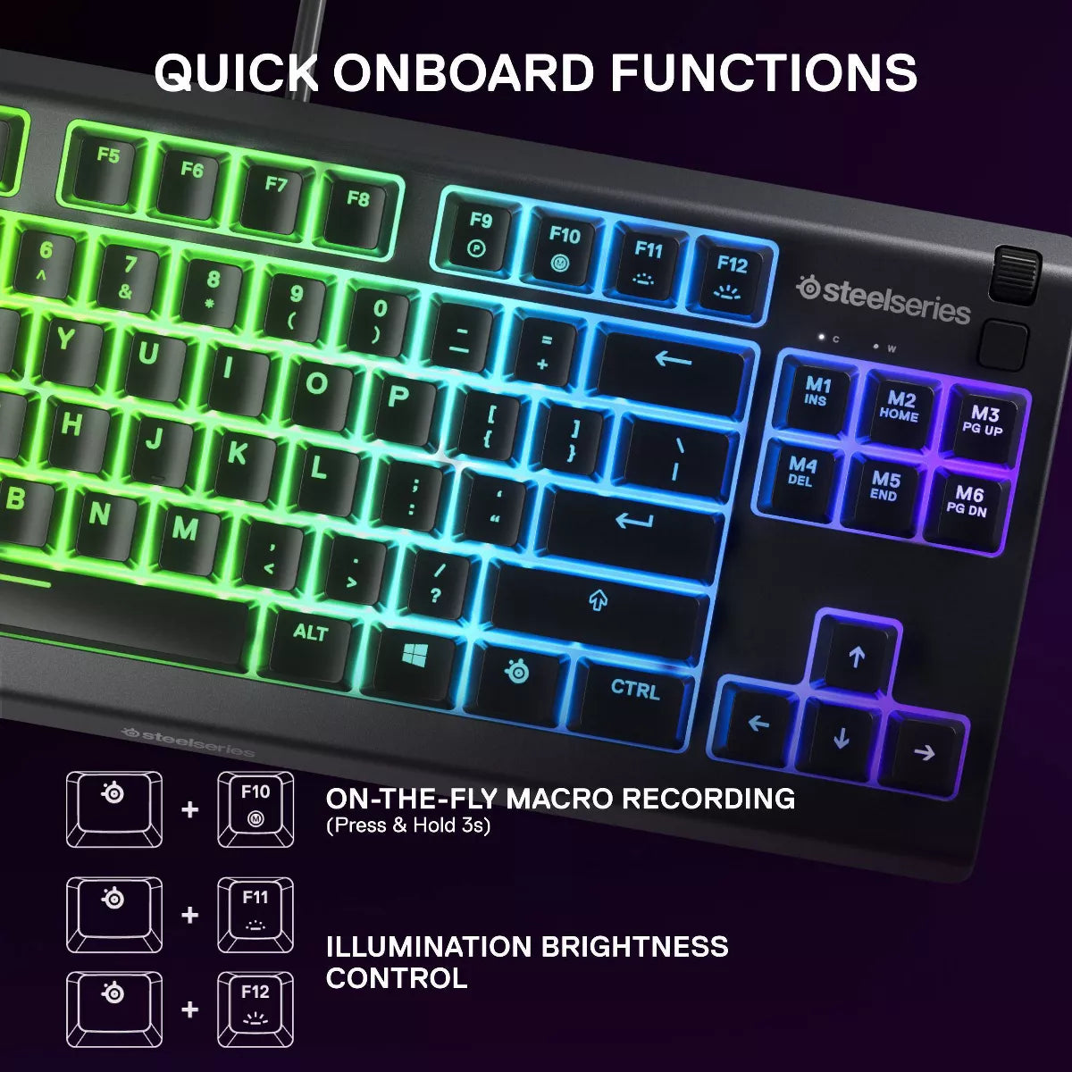 Steelseries Apex 3 TKL Wired Gaming Keyboard for PC: RGB Lighting, Water-Resistant, Compact