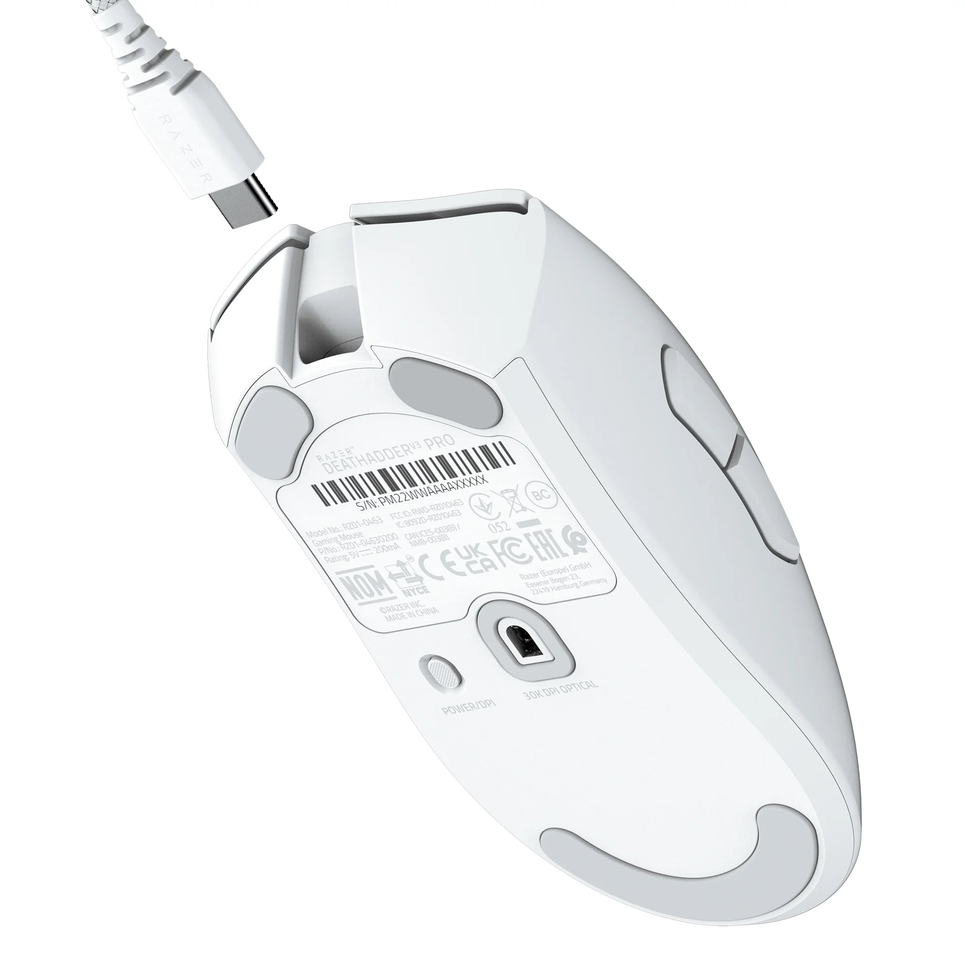 Deathadder V3 Pro Wireless Esports Gaming Mouse, 64G, 5 Buttons, 2.4Ghz, Bluetooth, White